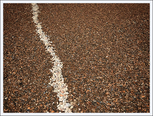 The shell line at Shingle Street - "a long line of white shells started by two childhood friends while reflecting on their treatment for cancer"